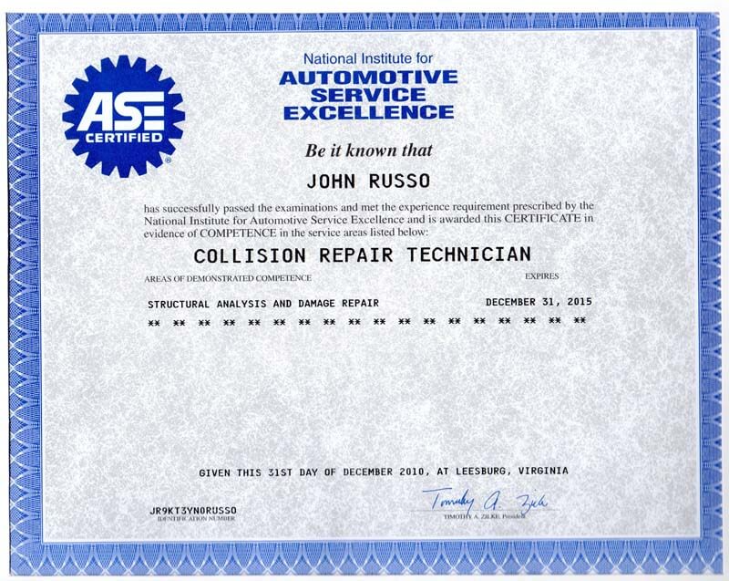 automotive technician certification